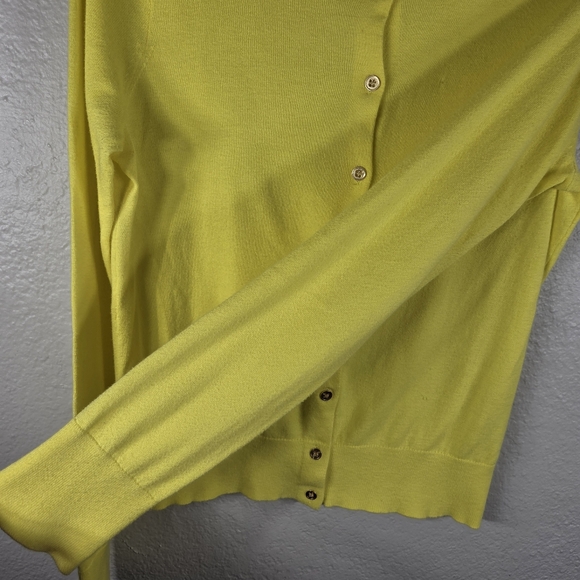 J. Crew Yellow Cardigan Sweater Size S Long Sleeve Button Up Crew Neck Cotton - Picture 10 of 15
